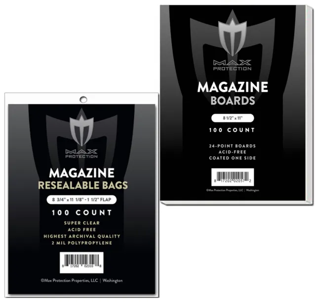 100 Max Pro Ultra Clear Resealable Magazine Bags and Boards