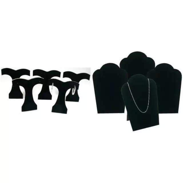 Black Velvet Earring Tree & Velvet Padded Necklace Pendant Bust Easels Kit 9 Pcs