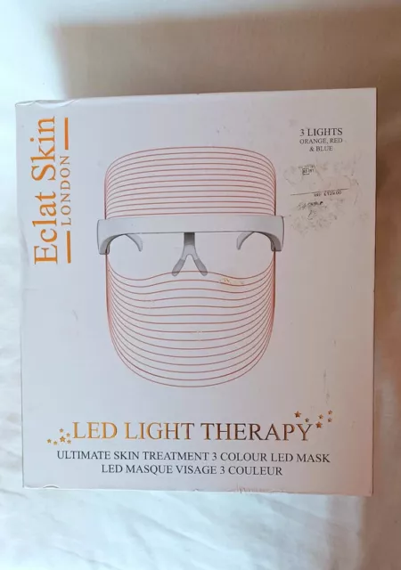 ECLAT SKIN - LONDON - LED 3 FARBEN LICHTTHERAPIE GESICHTSMASKE - UVP £129 - Neu