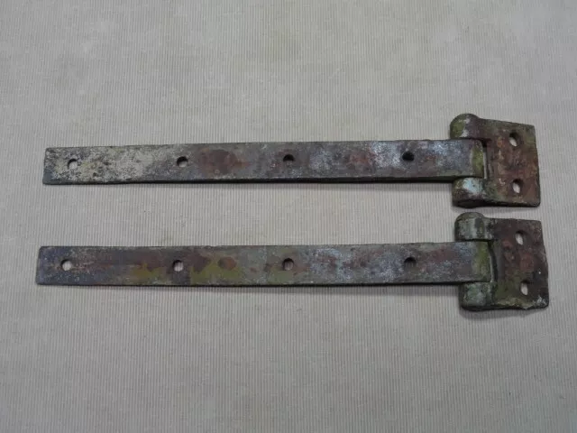 Pair of Barn Shed Door Garden Gate Strap Hinges Antique Cast Iron Nice Ones 'B' 5