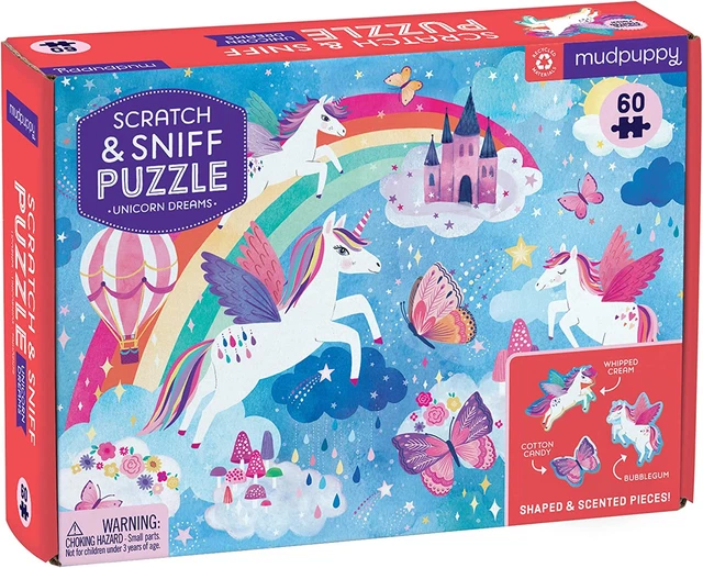 Unicorn Dreams Scratch and Sniff Puzzle from 60 Piece Jigsaw Puzzle with 6 Shape