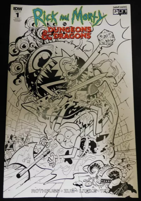 Rick And Morty Vs Dungeons & Dragons 1 Oni Nycc B&W Variant Comic Little 2018 Nm