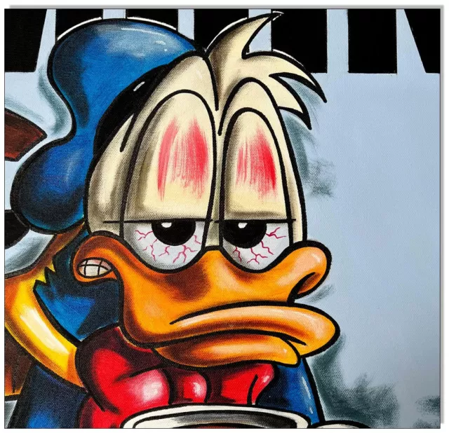 KLAUSEWITZ: ACRYL GEMÄLDE AUF LEINWAND: Donald Duck: MOIN!/ 40x60 cm 2
