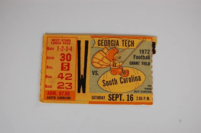 Group of 2 1972 Georgia Tech - South Carolina College Football Tickets 3