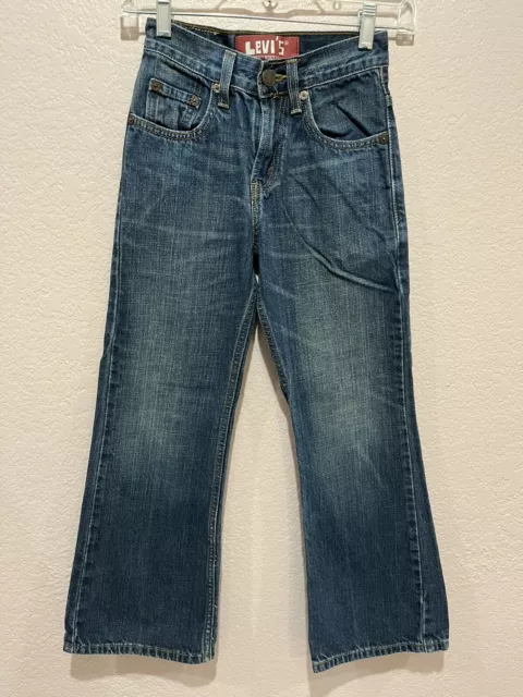 Boys Levi's 527 Mid Rise Bootcut Classic Denim Blue Jeans Size 10 Slim