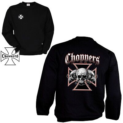 Biker Sweatshirt Pullover Chopper Cross Bobber Totenkopf Rocker *4087 schwarz