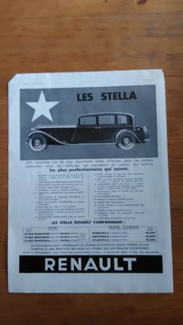 OLD ADVERTISEMENT - PUB WARN 1933 Automobile Stella Renault dos tecla hahn