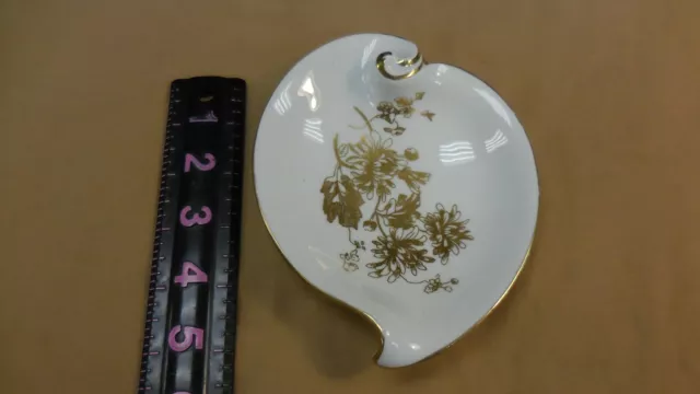 Hammersley & Co Gold & White Leaf Dish Bone China Trinket Ring Candy England