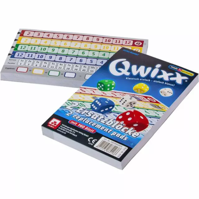 NSV Qwixx blocs supplémentaires, set de 2, blocs de remplacement, bloc, rempl...