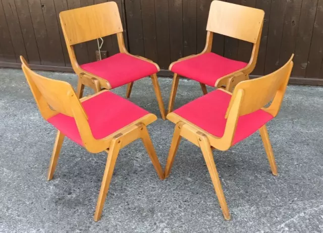4x Stacking Designer Dining Room Chairs Chair Vintage Plywood 60er