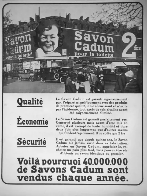 Publicité De Presse 1927 Savon Cadum Pour La Toilette - Advertising