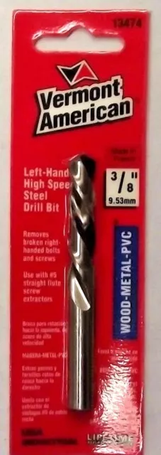 VERMONT AMERICAN 13474 3/8" High Speed Steel 118° Left-Hand Drill Bit France