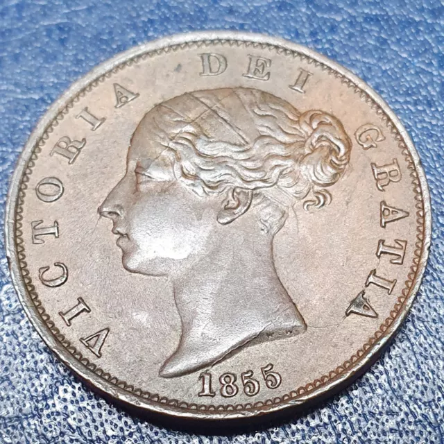 Collectable 1855 Queen Victoria Copper Half Penny (1/2 d) Coin