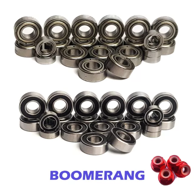 Bearing Set for TAMIYA BOOMERANG COMPLETE 22 RUBBER/METAL seal w/WHEEL NUTS