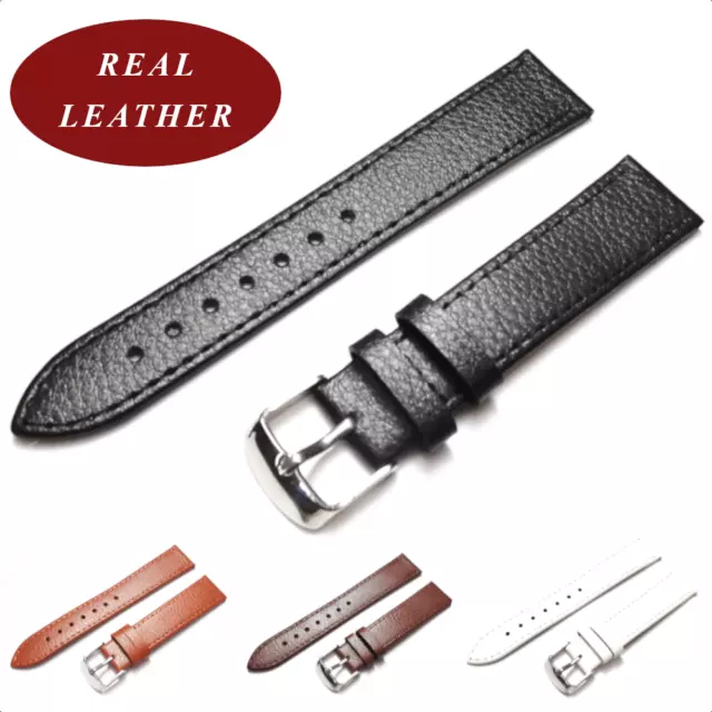 Black Brown High Quality Men's Ladies Genuine Leather Watch Band Strap 14mm-22mm