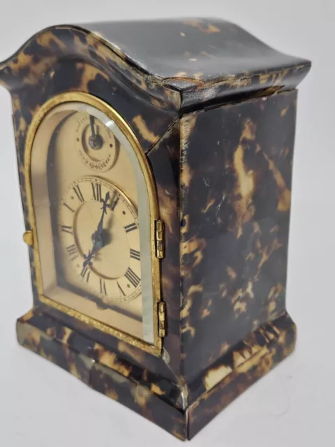 Antique Working French Victorian 'Time & Strike' Tortoise Shell Carriage Clock 2
