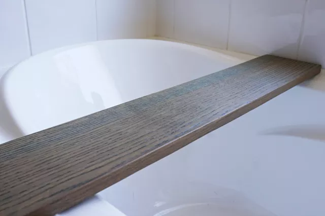 Bath Tray, Bath Caddy made from Solid Oak, Bath Shelf Display Board Grey Wash