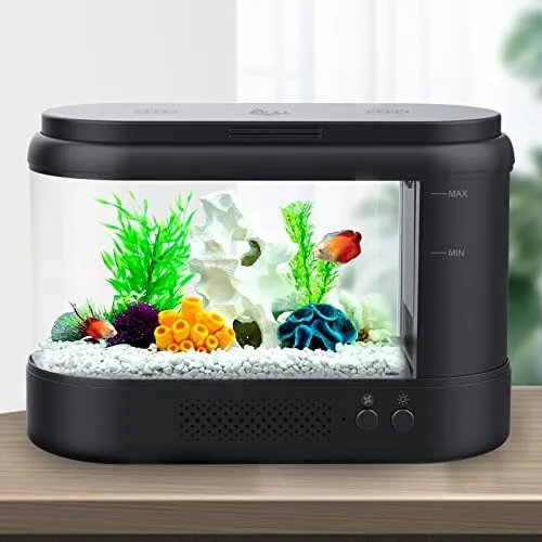 Aquarium Kit 1.8 Gallon Small Betta Fish Tank with Adjustable LED Lighting (9 Co