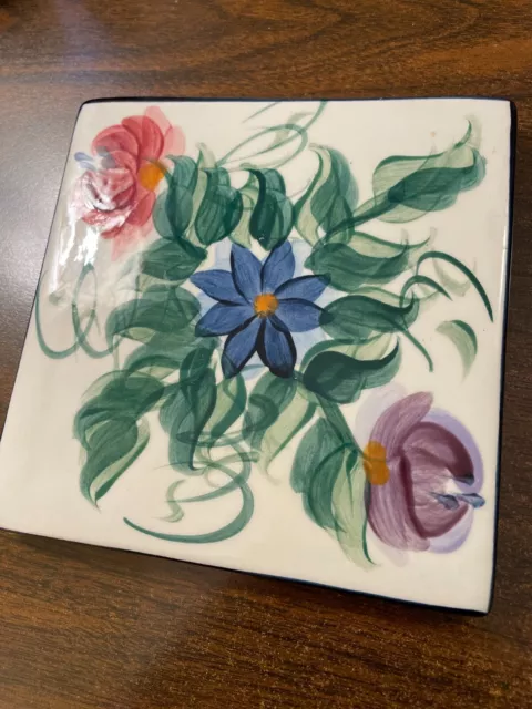 Servidor de cocina coleccionable Gail Pittman 1996 cerámica floral pintado a mano