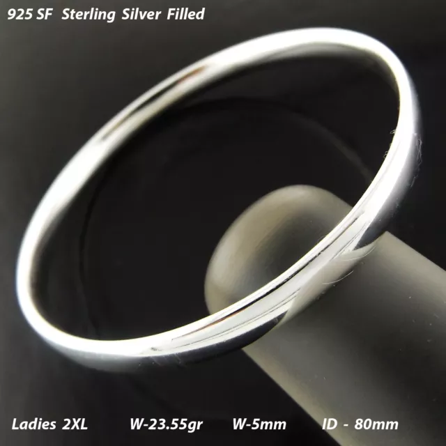 Bangle Real 925 Sterling Silver Filled Ladies 2X Large Cuff Bracelet 80mm