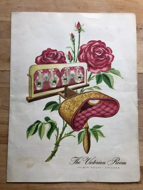 VTG.1955 The Victorian Room Dinner Menu, Palmer House Hotel.Chicago, ILL