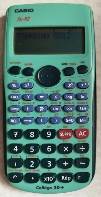 CASIO FX-92 COLLEGE 2D+ Calculatrice Scientifique EUR 50,00