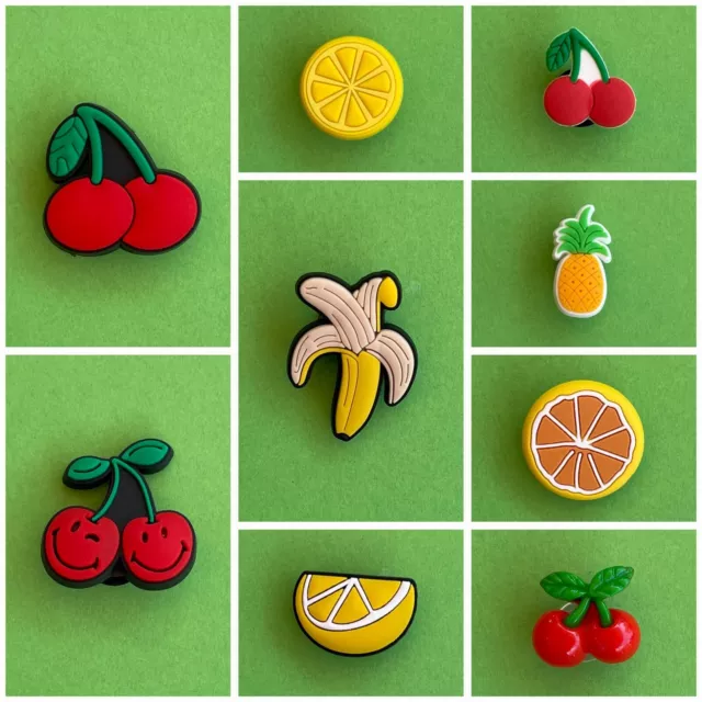 Schuhstecker/Shoe Charms/Pins/Button OBST/KIRSCHEN/BANANE/ANANAS/ZITRONE/ORANGE