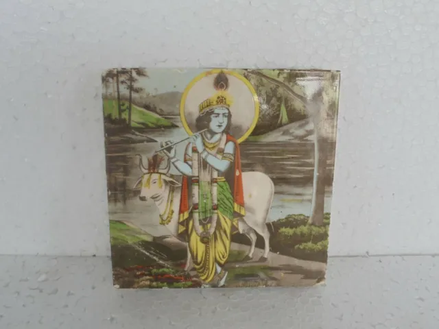 Vintage Lord Krishna Figurine Colorful Ceramic Tiles, England ? 3