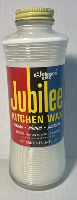 VINTAGE 1977 JUBILEE Kitchen Wax Half 3/4 Full White Glass Jar SC