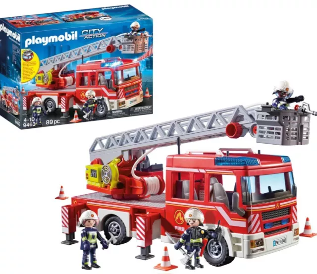 PLAYMOBIL 9463 City Action Feuerwehr-Leiterfahrzeug Feuerwehrauto Leiterwagen