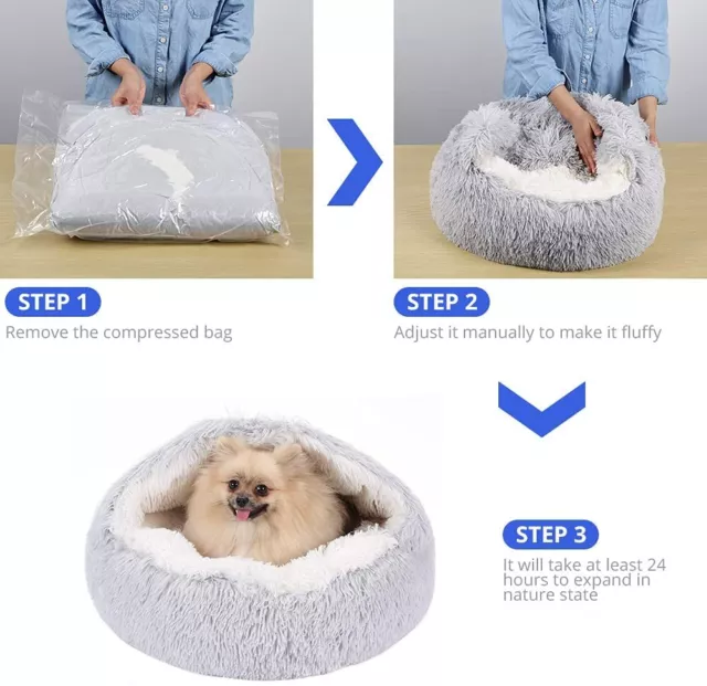 Plush Dog Cat Pet Sleeping Bed Anti-Slip Kennel Puppy Cave Warm Nest Super Soft 9