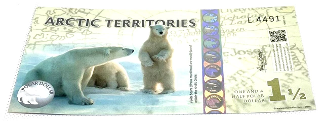 Arctic Territories, One and half Dollars, Polymer, 2014, Uncirculated.