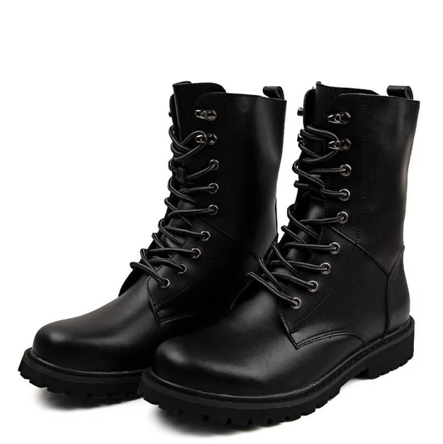 Mens 100 real leather boots army combat patrol boot cadet military