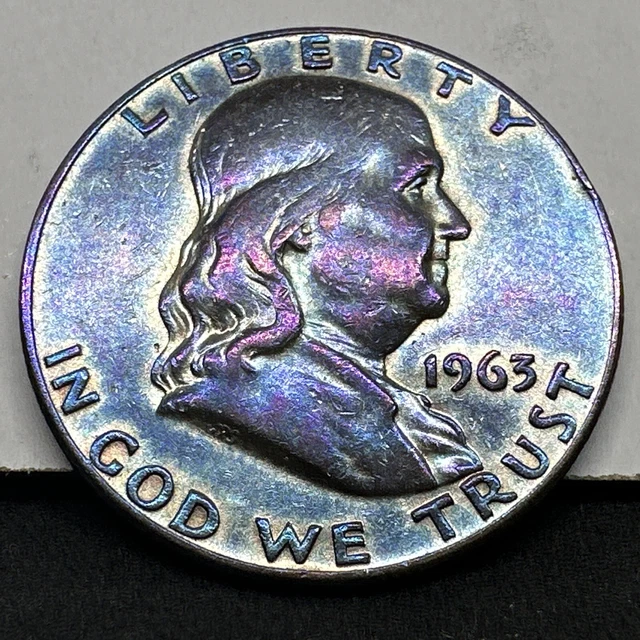 1963 D Franklin Half Dollar Uncirculated- Toned