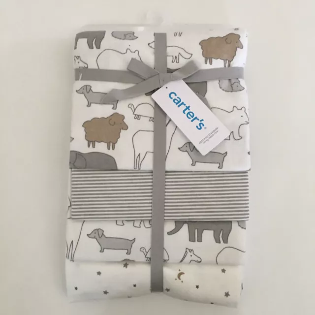 NEW Carters Baby 4 pack Receiving Blankets Clouds Animals Stripes Polka Dots