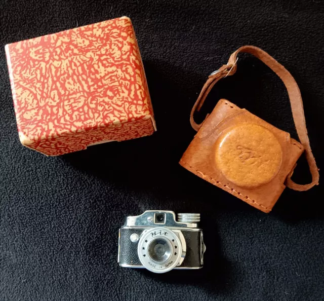 Vtg 1950's HIT SPY Miniature Camera w/ Leather Case+ Box  Made In Japan UNTESTED