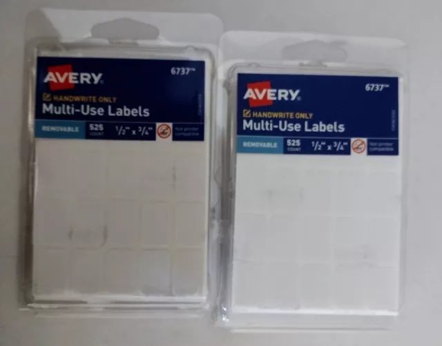 525 Removable Self Adhesive LABELS 1/2"x3/4" Small White Rectangular AVERY 6737