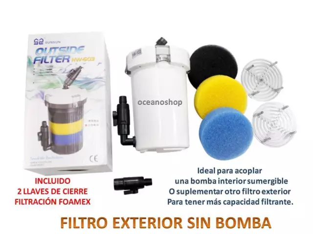 Filtro Exterior Externo Sin Bomba  Hw-602 Pre-Filtro Acuario Pecera