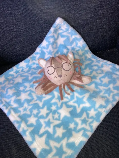 Jainco Blue White Stars Brown Lion Baby Comforter Blanket Soft Toy