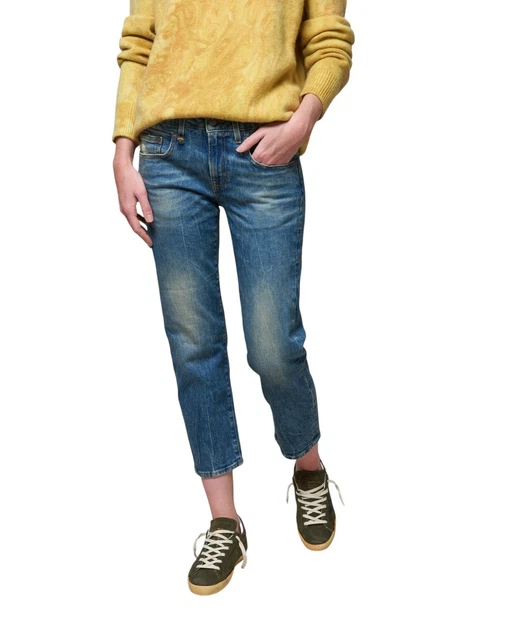 R13:: ジーンズ:27[RESALE] R13 BOY STRAIGHT Women Jeans 27 Vintage Grey Zip Fly Dark