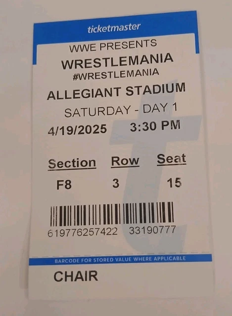 2025 WRESTLEMANIA 41 Las Vegas Ticket Stub Day 1 WWE $279.01 - PicClick CA