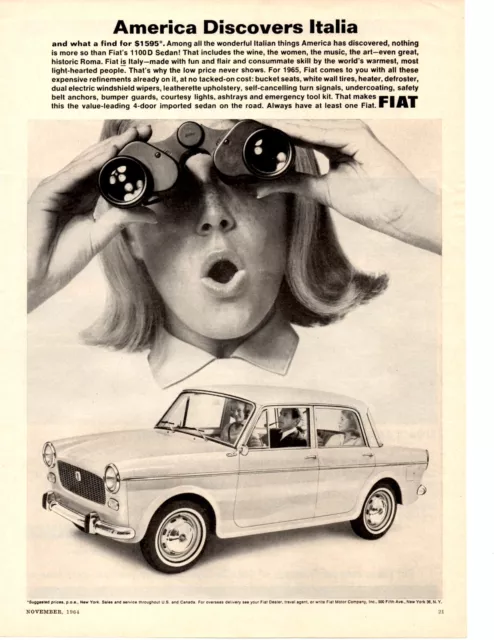 1965 Fiat 1100D Sedan ~ Original Print Ad