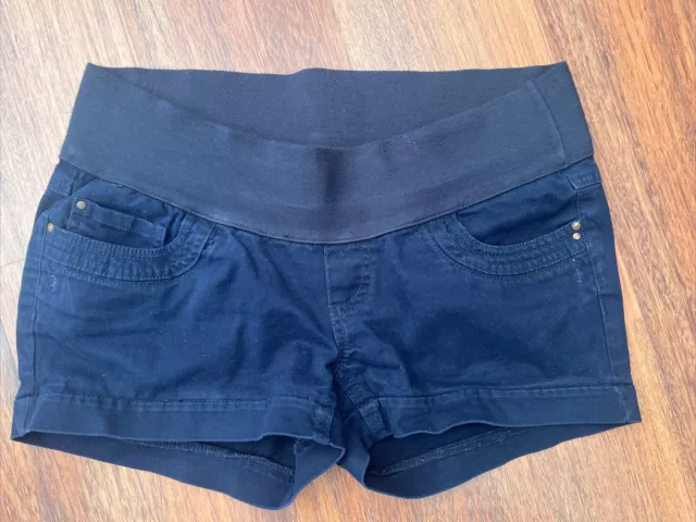 Womens New Look Maternity Navy Blue Shorts Under The Bump Size 8 Stretch
