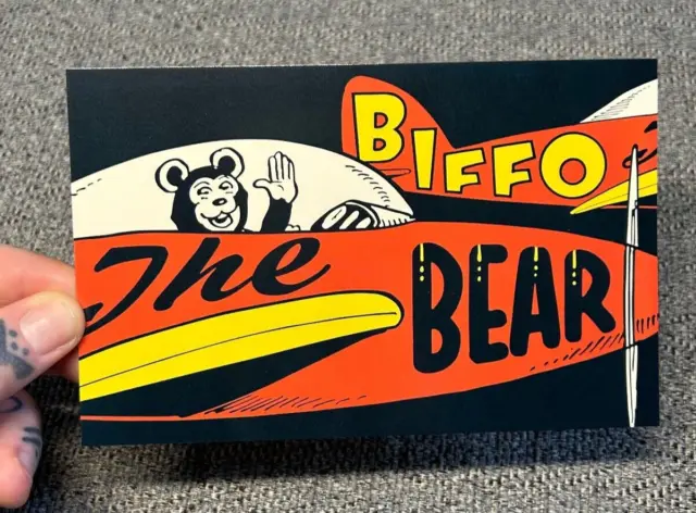 POSTCARD - The Beano Comic 2014 Biffo The Bear Aeroplane Aircraft Retro Design