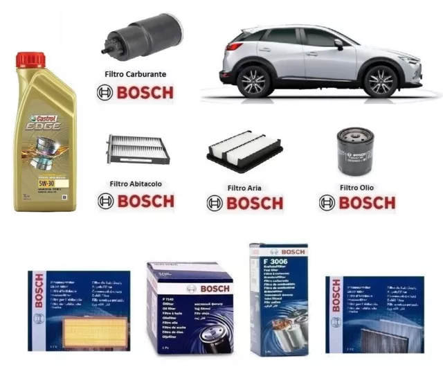 Kit Filtri Tagliando Bosch + Olio per Mazda CX-3 1.5 D 105 Hp