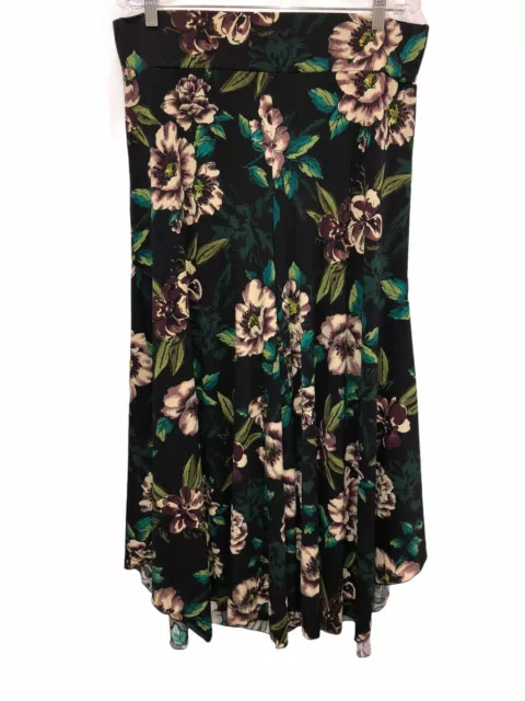 Du Jour Floral Printed Pull-On Wide Leg Knit Pants Dark Pine Green Large Size