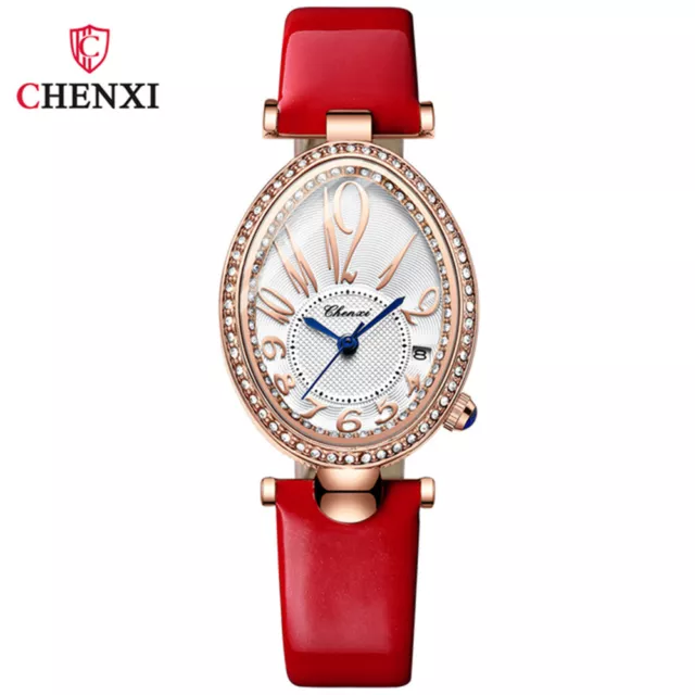 CHENXI Orologi Donna Marca Pelle Orologio da polso Ragazza Elegante Strass Oro