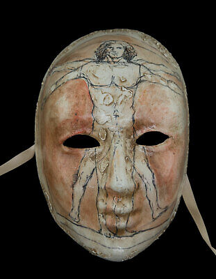 Mask from Venice Volto Face Man Vitruvius Of Vinci Paper Mache 22614