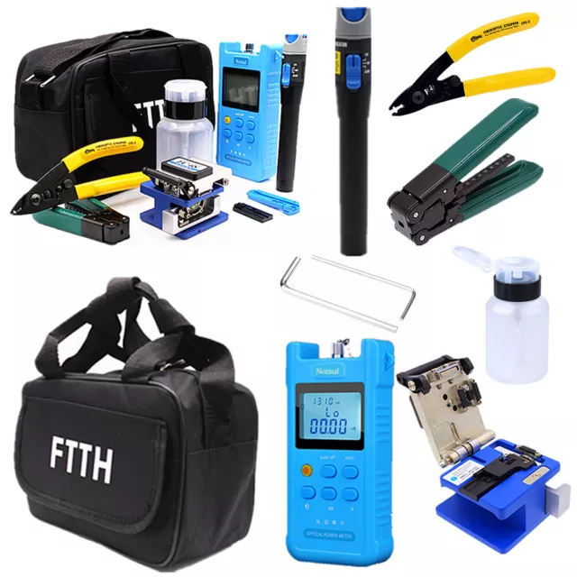 18Pcs Fiber Optic FTTH Tool Cutter Cleaver FC-6S Power Meter Fault Locator