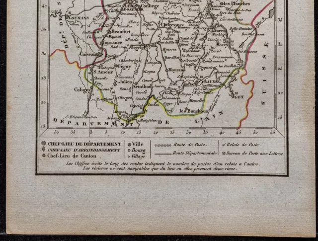 1823 - Département du Jura (France) - Carte ancienne - Gravure 3